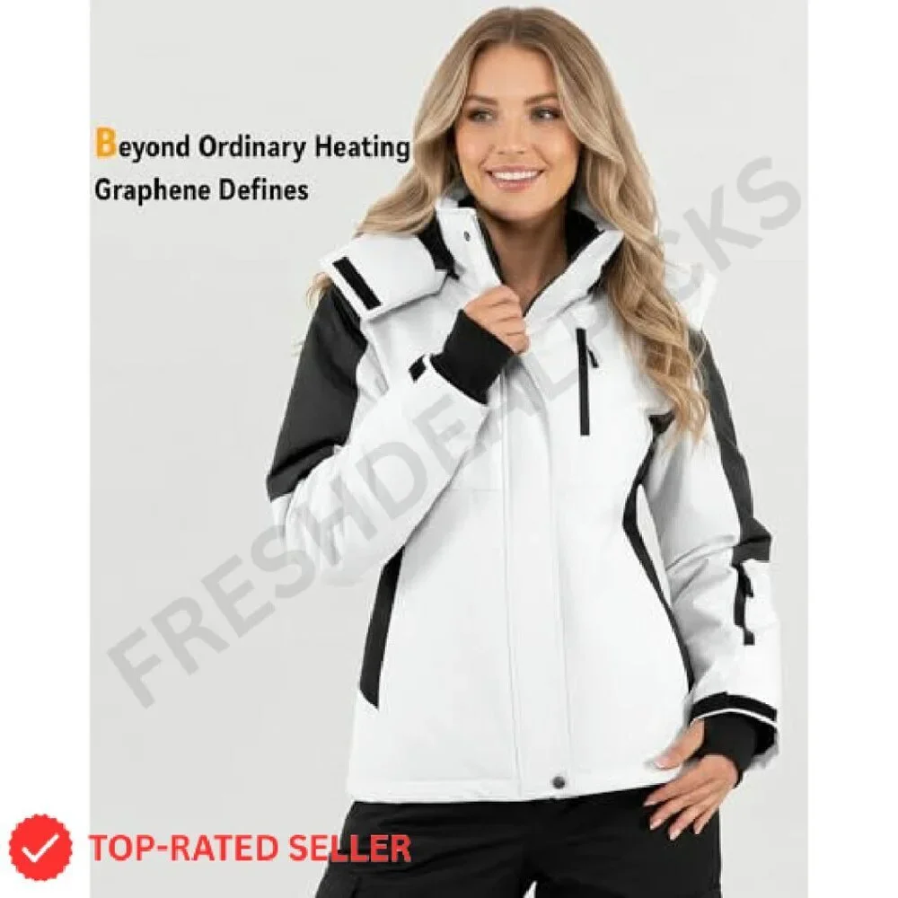 Graphene Heated Jacket Fast Charge Water Repellent Winter Casual Chic
